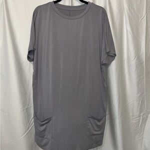 Gray Short Sleeve Tunic with Pockets